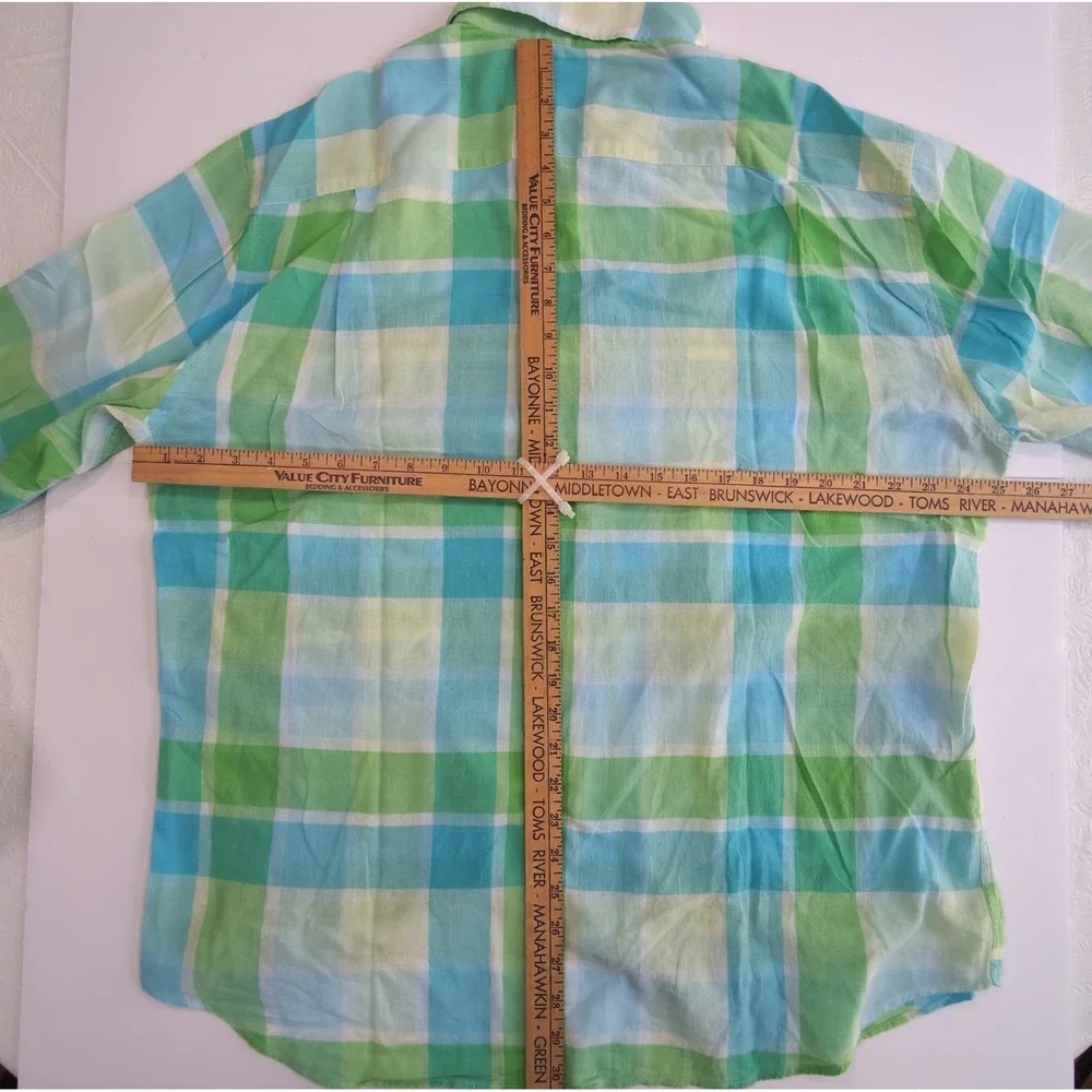 Masons Shirt Mens XL Plaid Long Sleeve Button Down Italian Green Blue Check